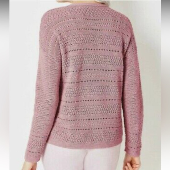 J Jill Women's Sweater pink crocheted - Picture 3 of 6